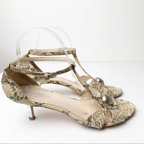 Coach Python Print Snakeskin Heels SZ 8.5 - Picture 7 of 10